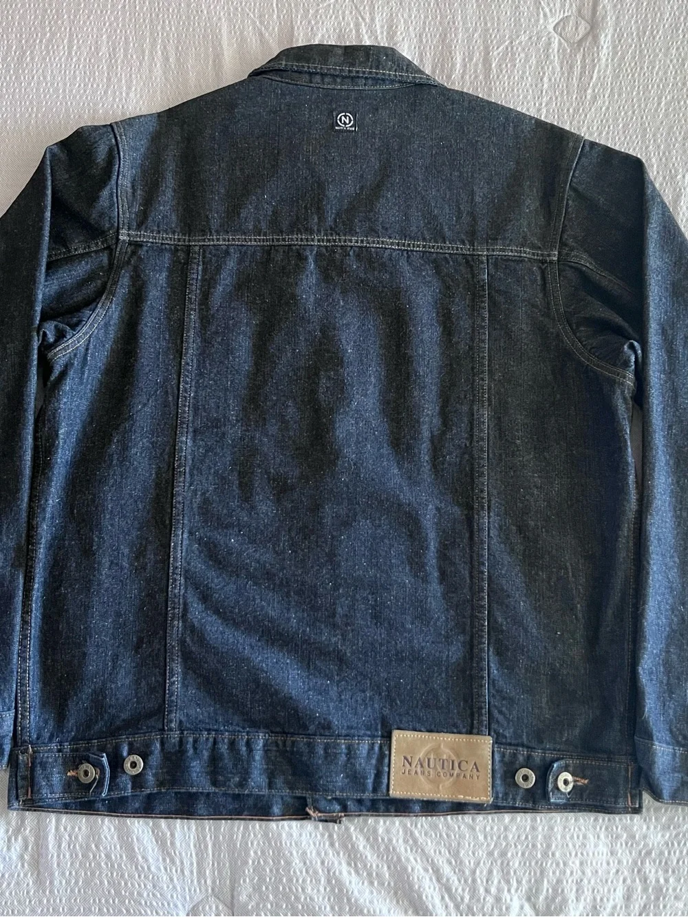 Vintage Y2K Náutica Men's Indigo Denim Jacket (oversized)
